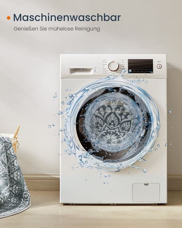 Tæppe omkring 120 cm d boho stil antracit grå