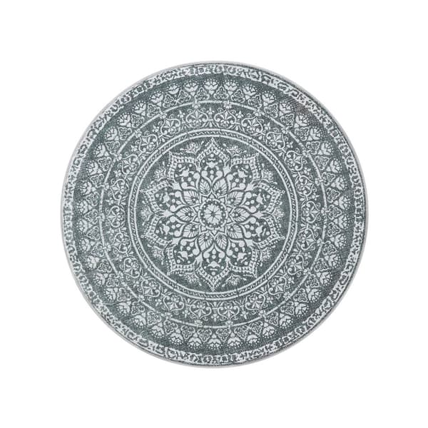 Tæppe omkring 160 cm d boho stil antracit grå