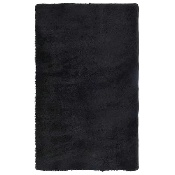 Ryamatta med lång lugg NAVARRA svart 80x150 cm polyester