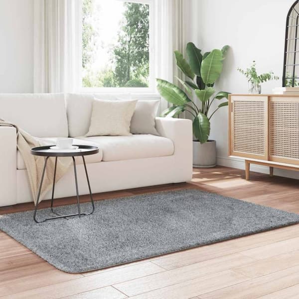 vidaXL shaggy gulvtæppe NAVARRA 120x170 cm høje luv polyester sølvgrå