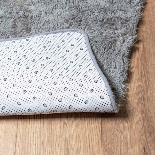 vidaXL Flossteppe med lang luv NAVARRA sølvgrå 80x150 cm polyester