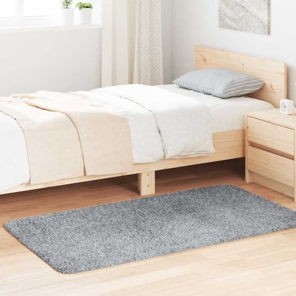 vidaXL Flossteppe med lang luv NAVARRA sølvgrå 80x150 cm polyester