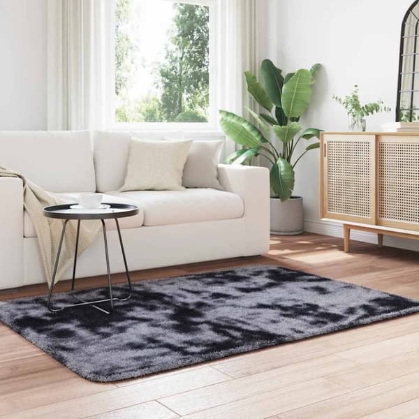 vidaXL shaggy gulvtæppe NAVARRA 120x170 cm høje luv polyester mørkegrå