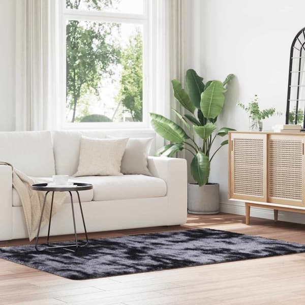 vidaXL shaggy gulvtæppe NAVARRA 130x200 cm høje luv polyester mørkegrå