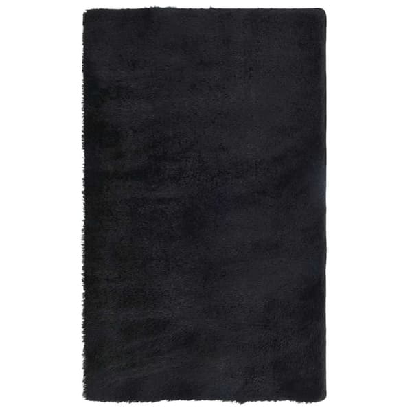 vidaXL Flossteppe med lang luv NAVARRA svart 80x150 cm polyester