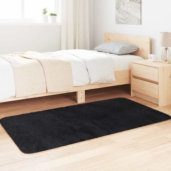 vidaXL Flossteppe med lang luv NAVARRA svart 80x150 cm polyester