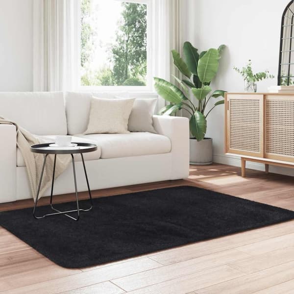 vidaXL Flossteppe med lang luv NAVARRA svart 120x170 cm polyester