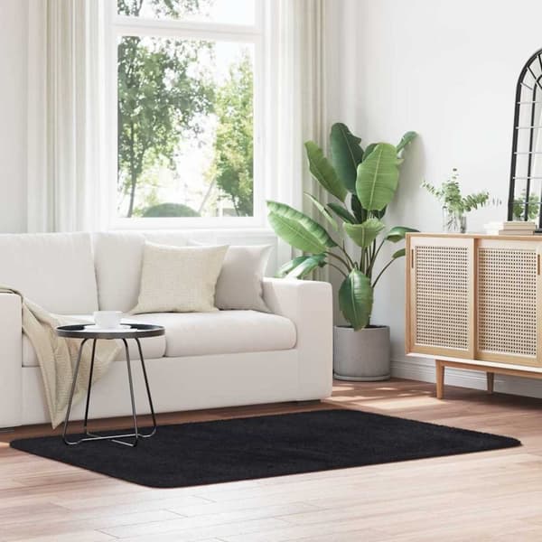 vidaXL Flossteppe med lang luv NAVARRA svart 120x170 cm polyester