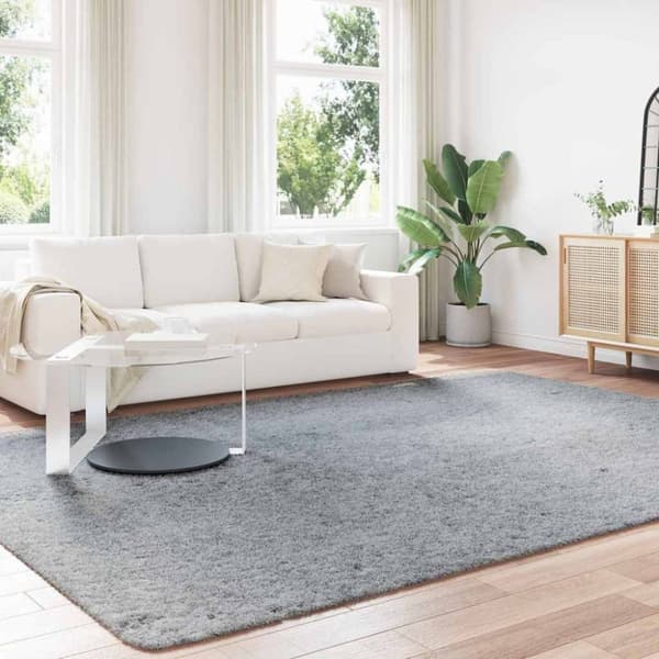 vidaXL shaggy gulvtæppe NAVARRA 240x340 cm høje luv polyester sølvgrå