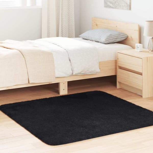 vidaXL Flossteppe med lang luv NAVARRA svart 120x120 cm polyester