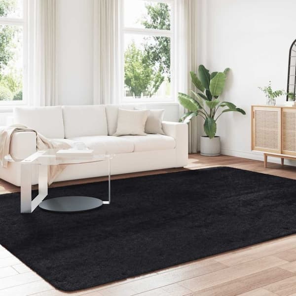 vidaXL Flossteppe med lang luv NAVARRA svart 240x340 cm polyester
