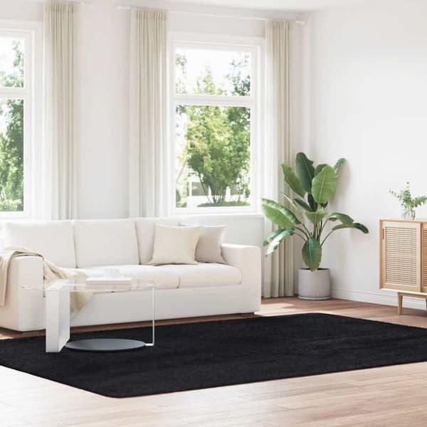 vidaXL Flossteppe med lang luv NAVARRA svart 240x340 cm polyester