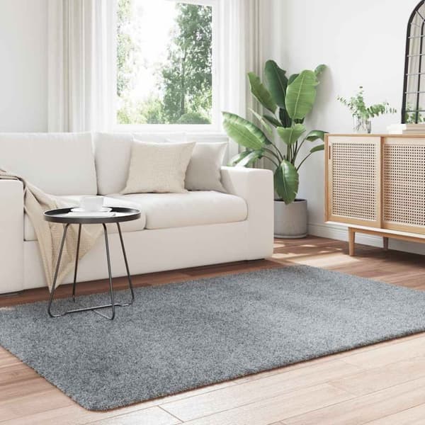 vidaXL shaggy gulvtæppe NAVARRA 130x200 cm høje luv polyester sølvgrå