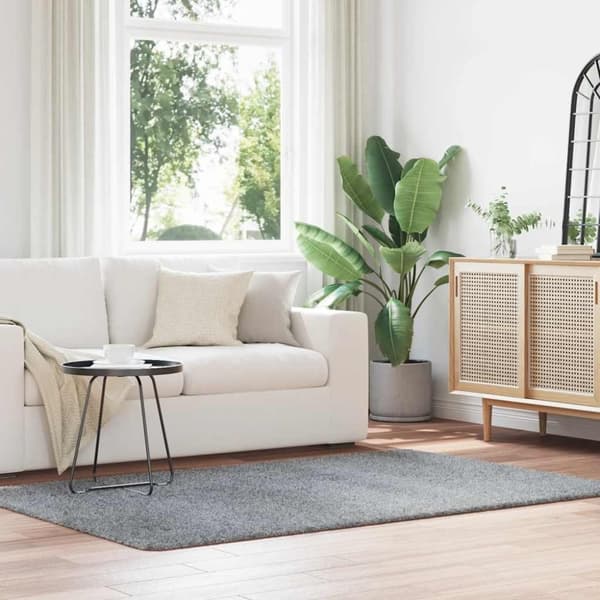 vidaXL shaggy gulvtæppe NAVARRA 130x200 cm høje luv polyester sølvgrå