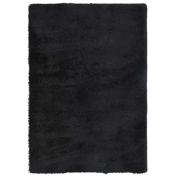 vidaXL Flossteppe med lang luv NAVARRA svart 200x290 cm polyester