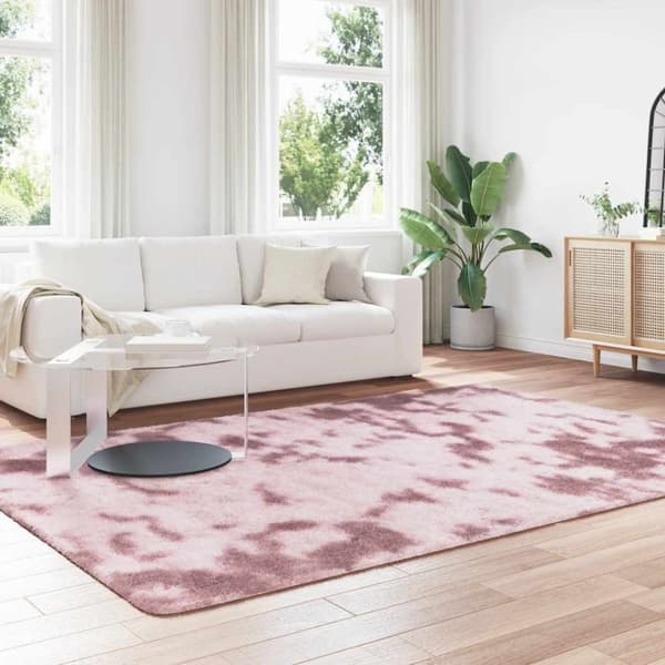vidaXL shaggy gulvtæppe NAVARRA 200x290 cm høje luv støvet rosa