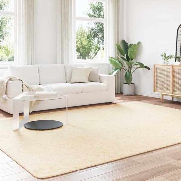 vidaXL shaggy gulvtæppe NAVARRA 240x340 cm høje luv cremefarvet