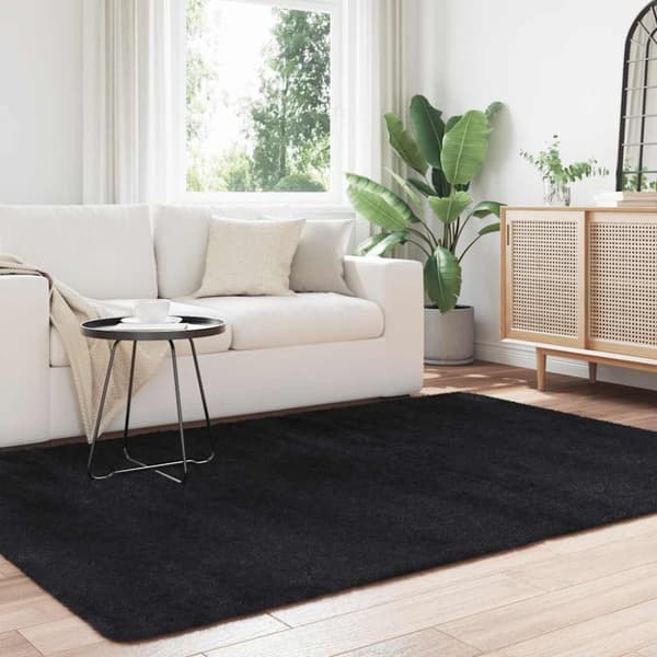 vidaXL Flossteppe med lang luv NAVARRA svart 160x230 cm polyester