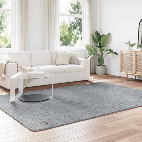 vidaXL Flossteppe med lang luv NAVARRA sølvgrå 200x290 cm polyester