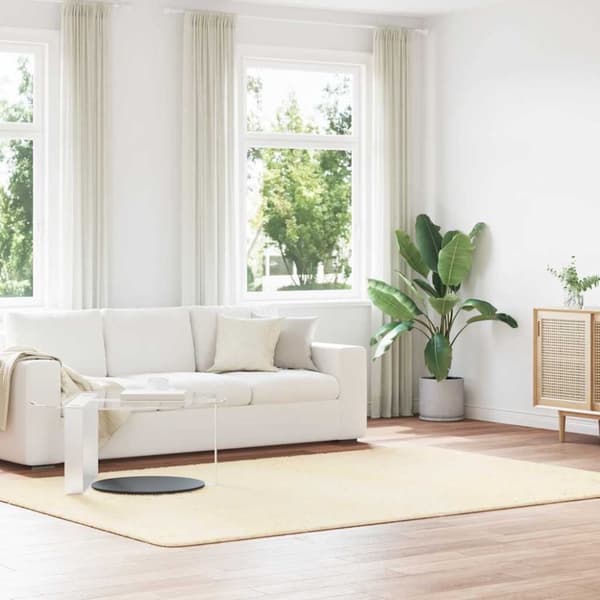 vidaXL Flossteppe med lang luv NAVARRA krem 200x290 cm polyester