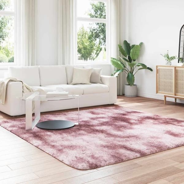 vidaXL shaggy gulvtæppe NAVARRA 240x240 cm høje luv støvet rosa