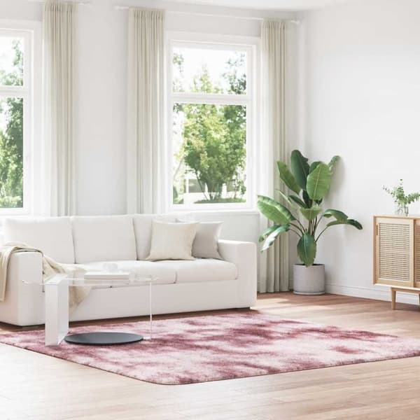 vidaXL shaggy gulvtæppe NAVARRA 240x240 cm høje luv støvet rosa