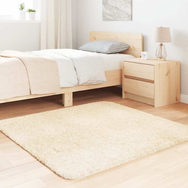 vidaXL shaggy gulvtæppe NAVARRA 120x120 cm høje luv cremefarvet
