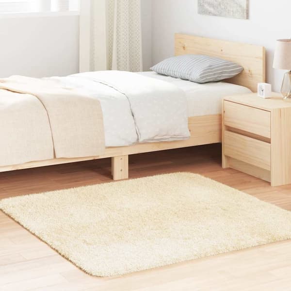 vidaXL shaggy gulvtæppe NAVARRA 120x120 cm høje luv cremefarvet