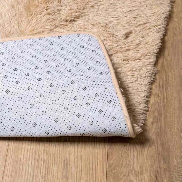 vidaXL shaggy gulvtæppe NAVARRA 240x240 cm høje luv polyester beige