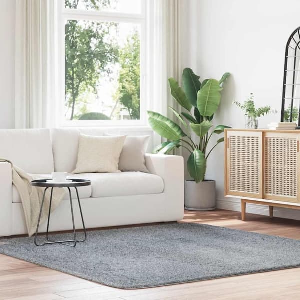 vidaXL shaggy gulvtæppe NAVARRA 200x200 cm høje luv polyester sølvgrå