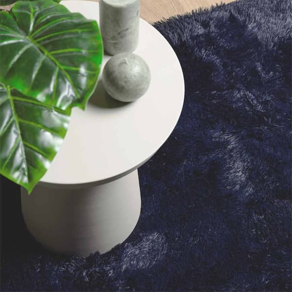 vidaXL shaggy gulvtæppe NAVARRA 240x240cm høje luv polyester marineblå