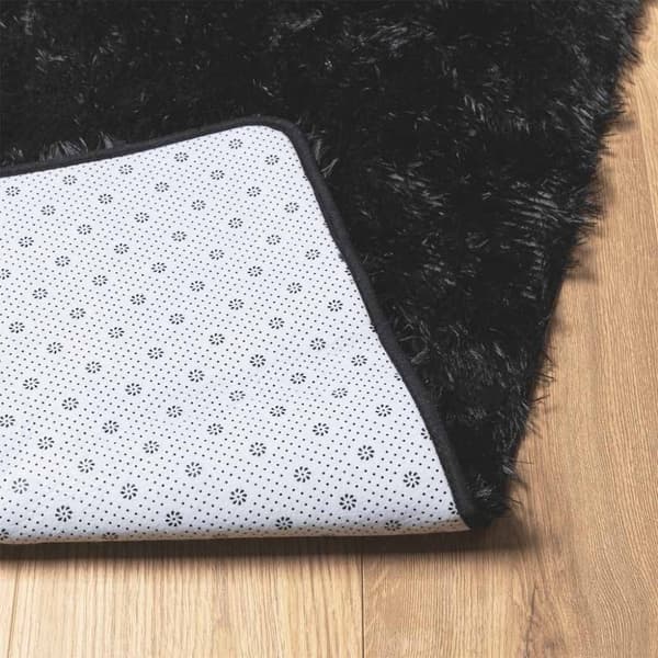 vidaXL shaggy gulvtæppe NAVARRA 240x240 cm høje luv polyester sort