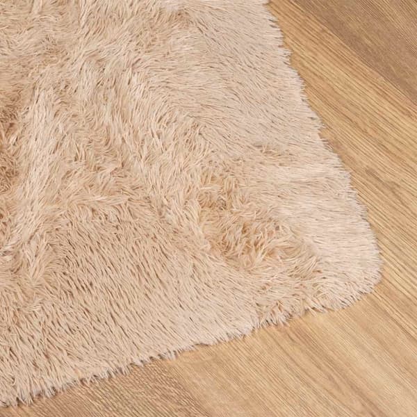 vidaXL shaggy gulvtæppe NAVARRA 160x160 cm høje luv polyester beige