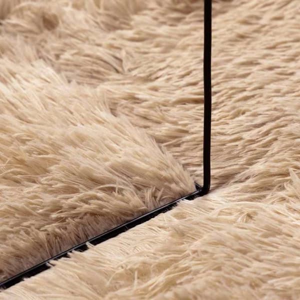 vidaXL shaggy gulvtæppe NAVARRA 160x160 cm høje luv polyester beige