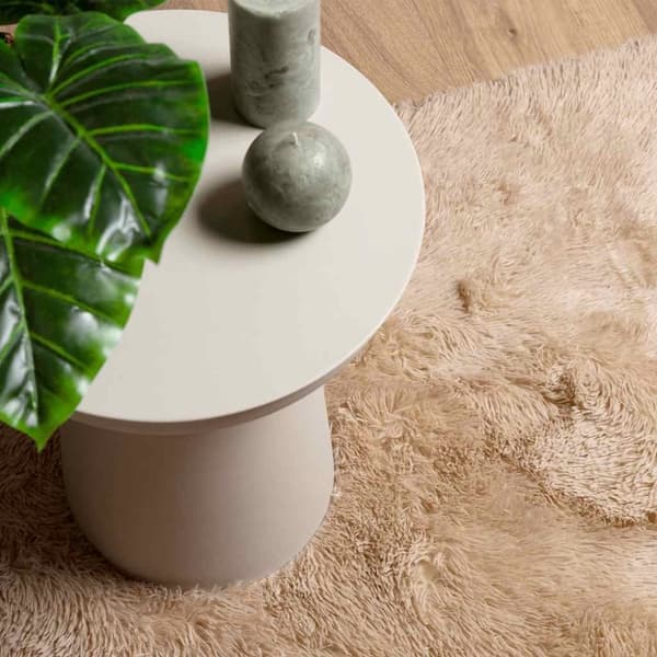 vidaXL shaggy gulvtæppe NAVARRA 160x160 cm høje luv polyester beige