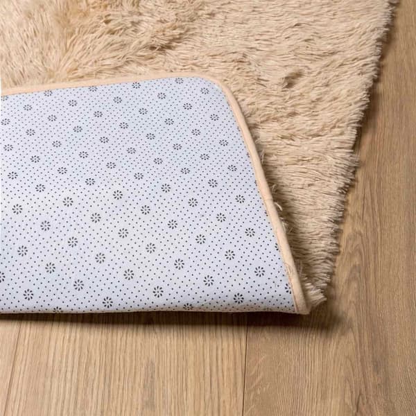 vidaXL Flossteppe med lang luv NAVARRA beige 200x200 cm polyester