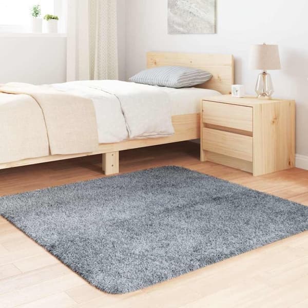 vidaXL Flossteppe med lang luv NAVARRA sølvgrå 120x120 cm polyester