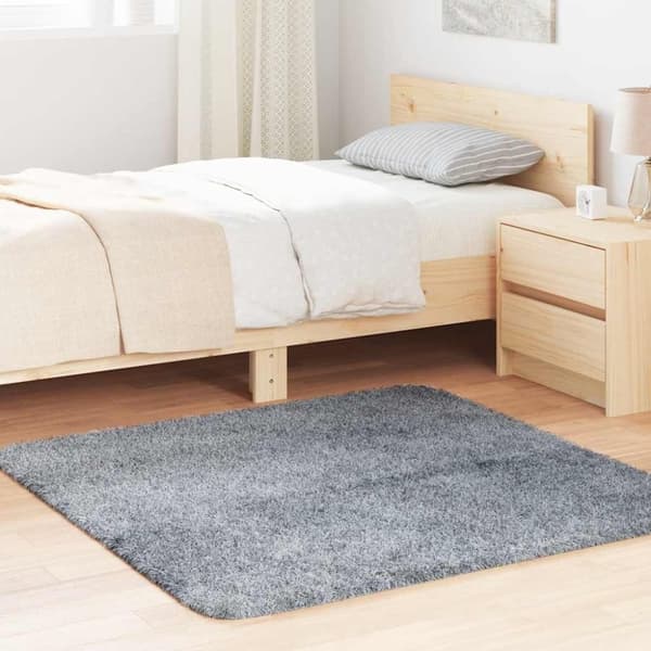 vidaXL Flossteppe med lang luv NAVARRA sølvgrå 120x120 cm polyester