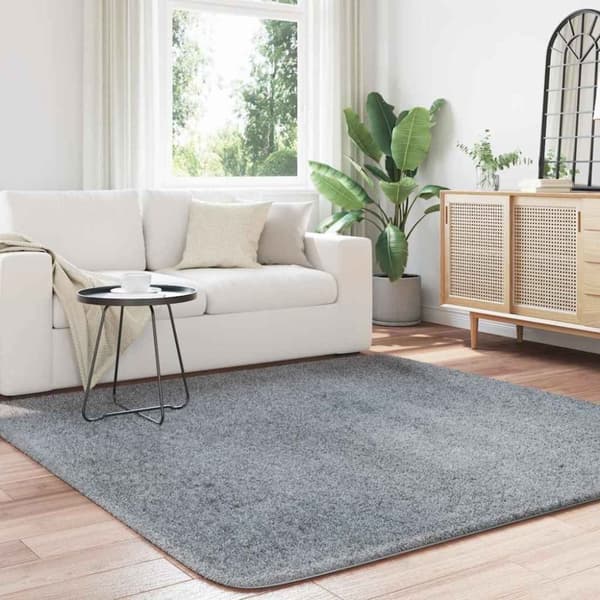 vidaXL Flossteppe med lang luv NAVARRA sølvgrå 200x200 cm polyester
