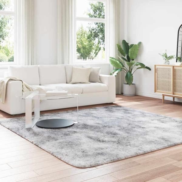 vidaXL Flossteppe med lang luv NAVARRA lysegrå 240x240 cm polyester