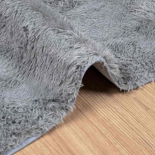 vidaXL Flossteppe med lang luv NAVARRA sølvgrå 240x240 cm polyester