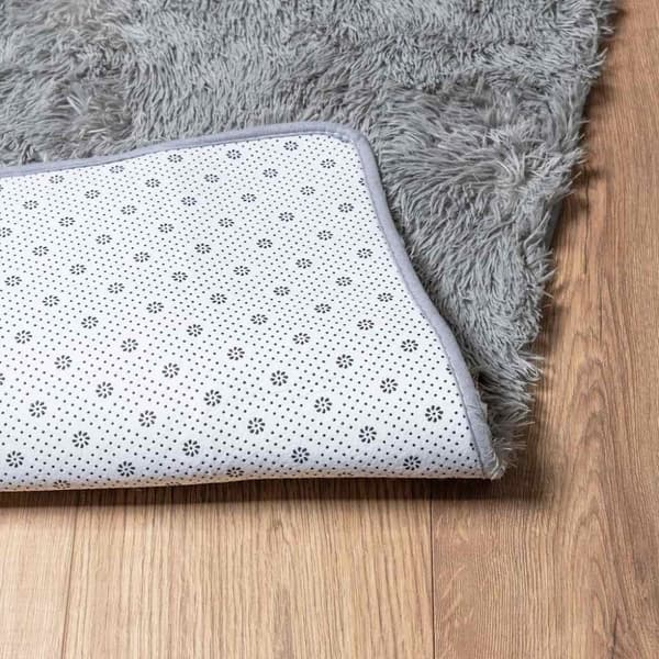 vidaXL Flossteppe med lang luv NAVARRA sølvgrå 240x240 cm polyester