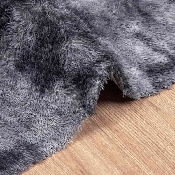 vidaXL Flossteppe med lang luv NAVARRA mørkegrå 120x120 cm polyester