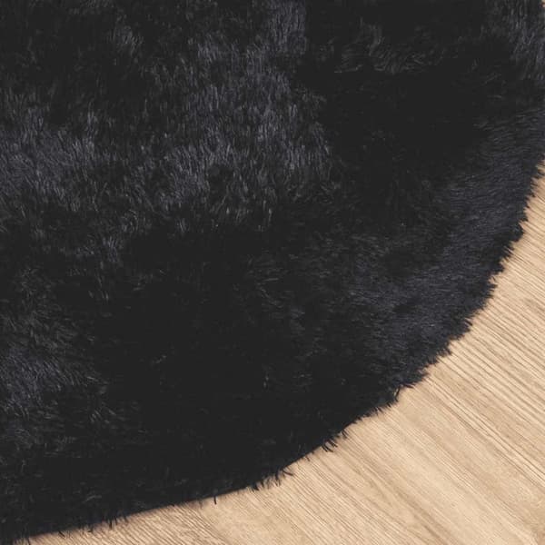 vidaXL shaggy gulvtæppe NAVARRA 160x160 cm høje luv polyester sort