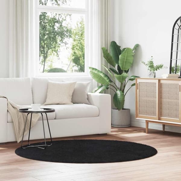 vidaXL shaggy gulvtæppe NAVARRA 160x160 cm høje luv polyester sort