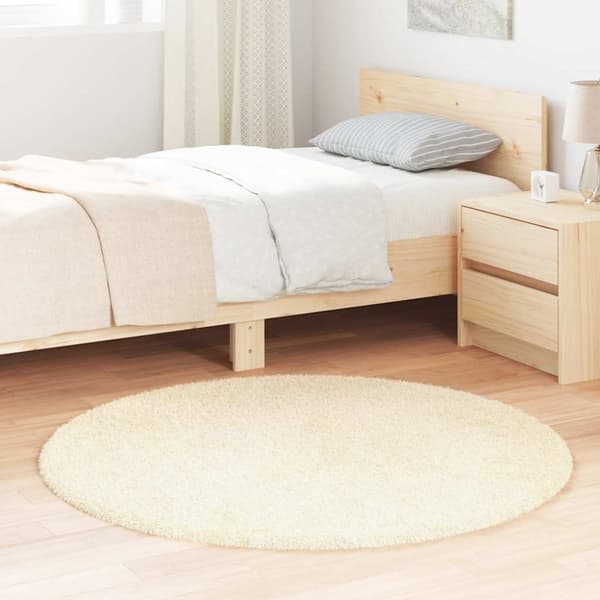 vidaXL shaggy gulvtæppe NAVARRA 120x120 cm høje luv cremefarvet