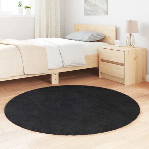 vidaXL Flossteppe med lang luv NAVARRA svart 120x120 cm polyester