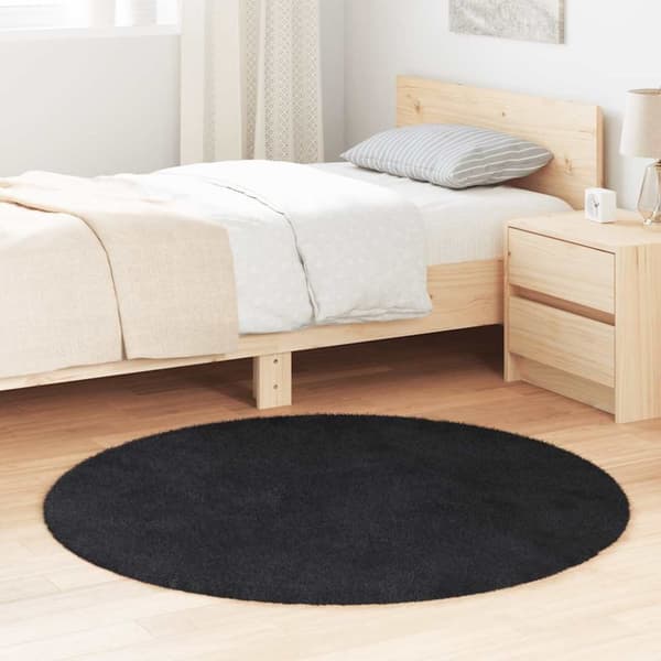vidaXL Flossteppe med lang luv NAVARRA svart 120x120 cm polyester