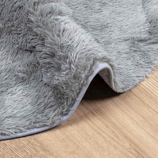 vidaXL Flossteppe med lang luv NAVARRA sølvgrå 100x100 cm polyester