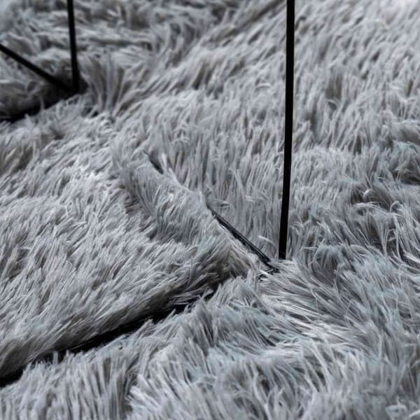 vidaXL Flossteppe med lang luv NAVARRA sølvgrå 100x100 cm polyester